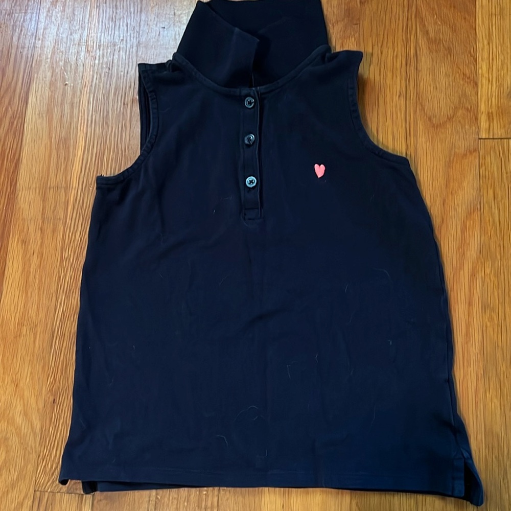Crewcuts, navy girls sleeveless polo, size 6-7.